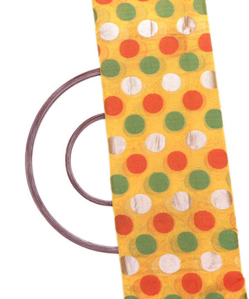 yellow n big polka pattern chanderi silk fabric